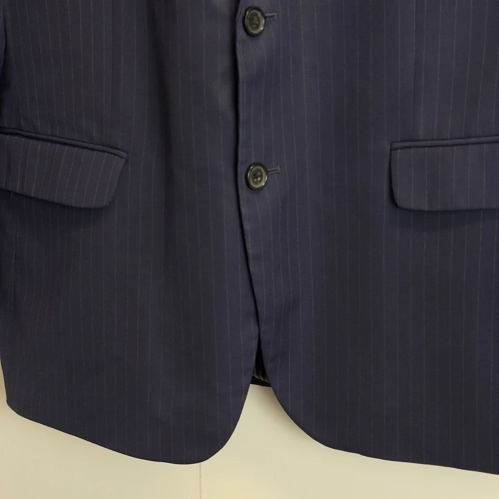 Banana Republic Mens‎ 42S Navy Blue Pinstripe Marzotto Super 130s Wool Blazer